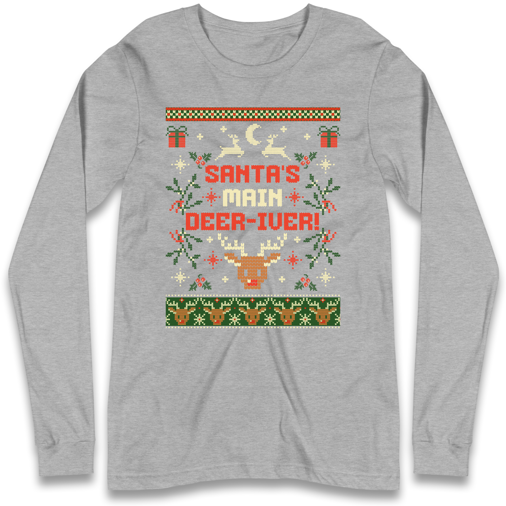 Santas Main Deer iver Christmas Longsleeve T Shirt