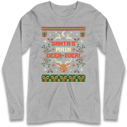 Santas Main Deer iver Christmas Longsleeve T Shirt