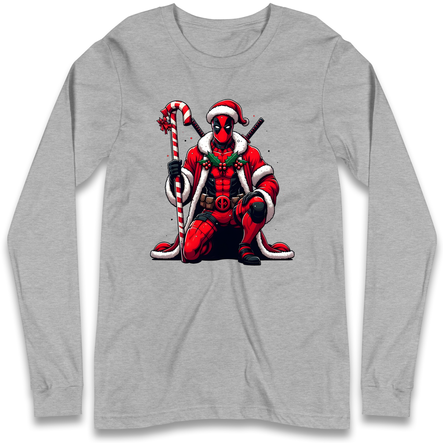 DeadPool Candy Cane Santa Longsleeve T Shirt