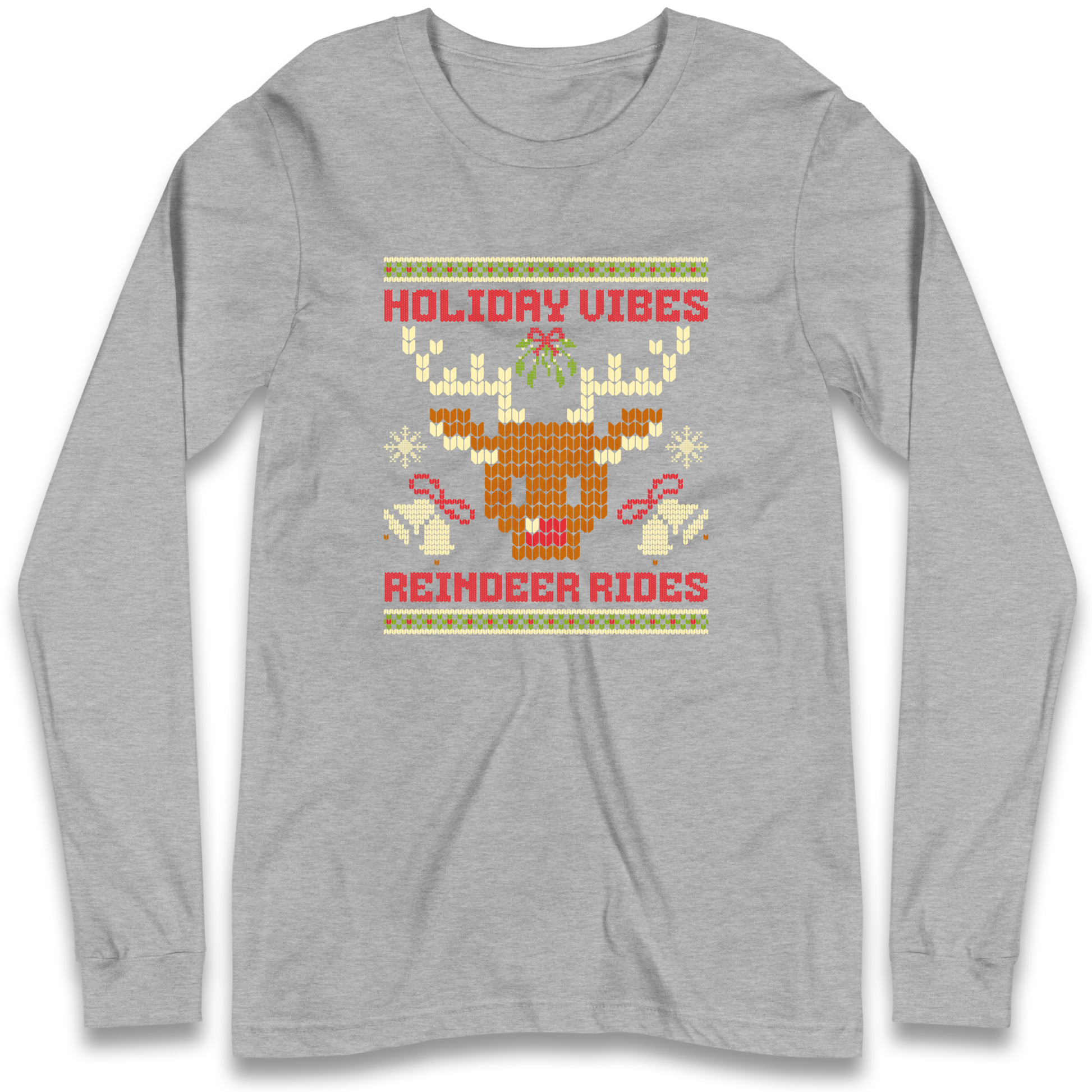 Holiday Vibes Reindeer Rides Christmas Longsleeve T Shirt