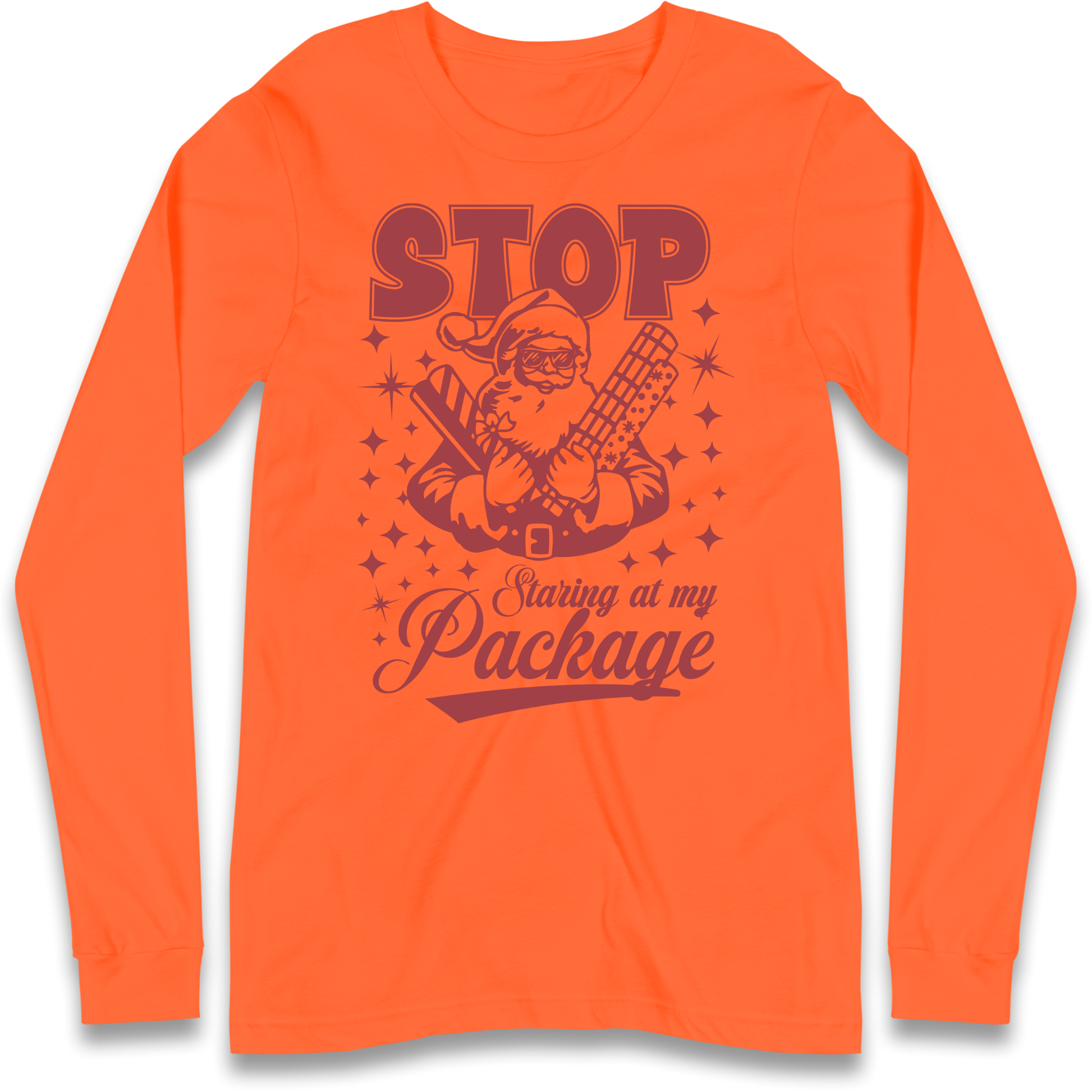 Stop Staring at My Package Christmas Longsleeve T Shirt