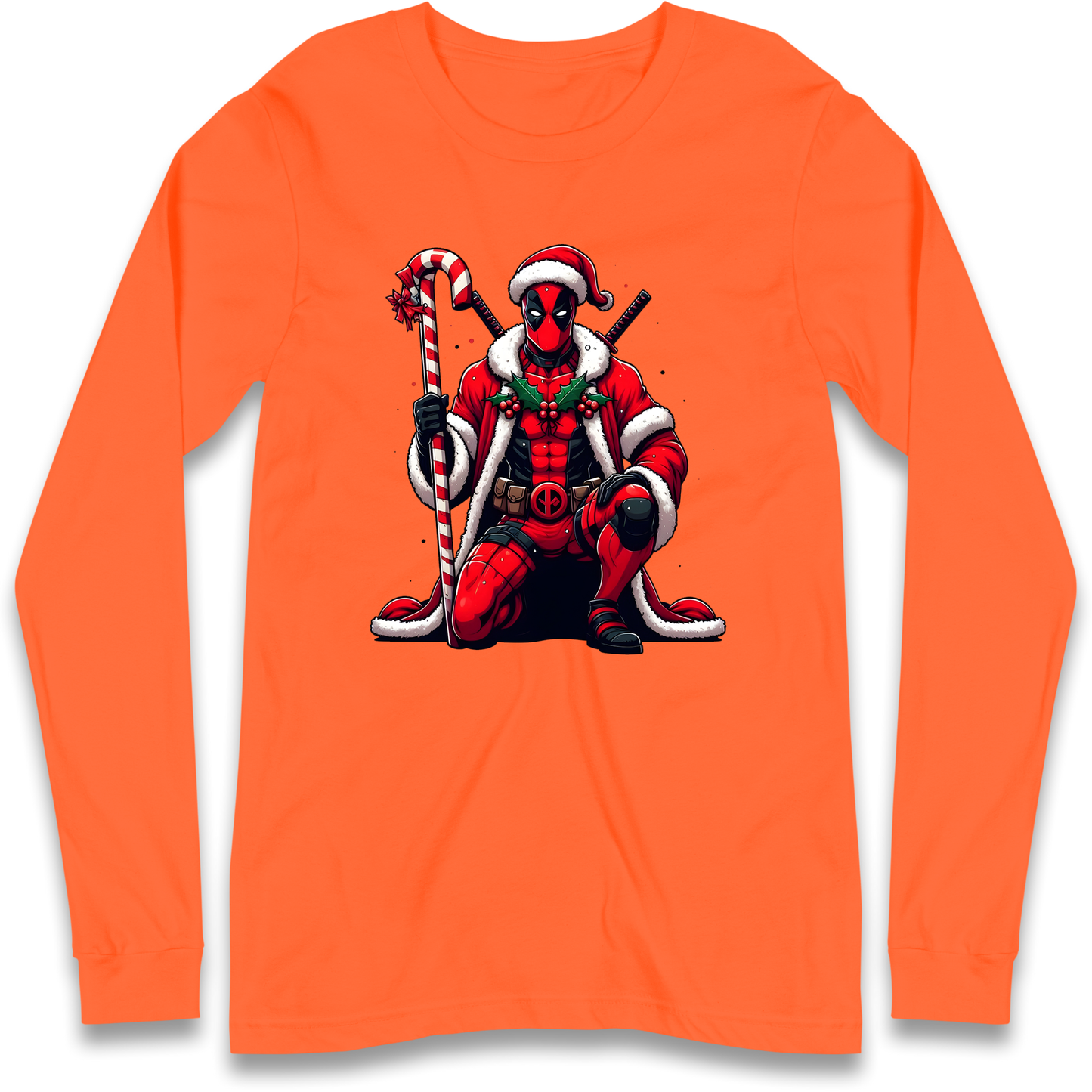 DeadPool Candy Cane Santa Longsleeve T Shirt
