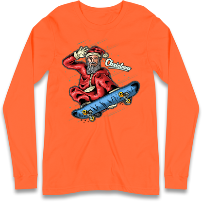 Santa Skateboarding Christmas Longsleeve T Shirt