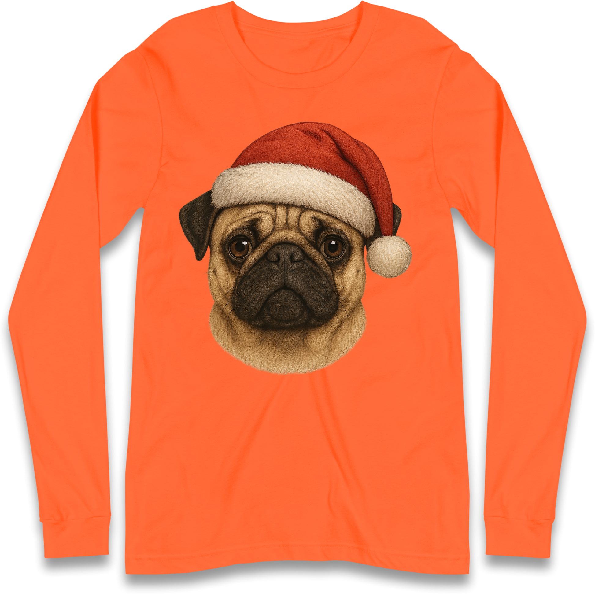 Pug Face Christmas Longsleeve T Shirt