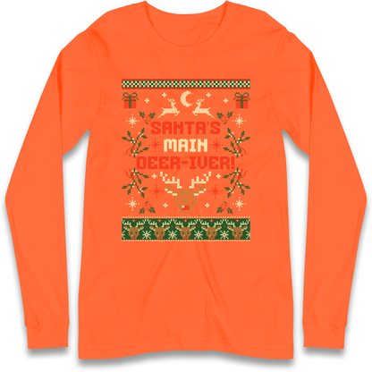 Santas Main Deer iver Christmas Longsleeve T Shirt