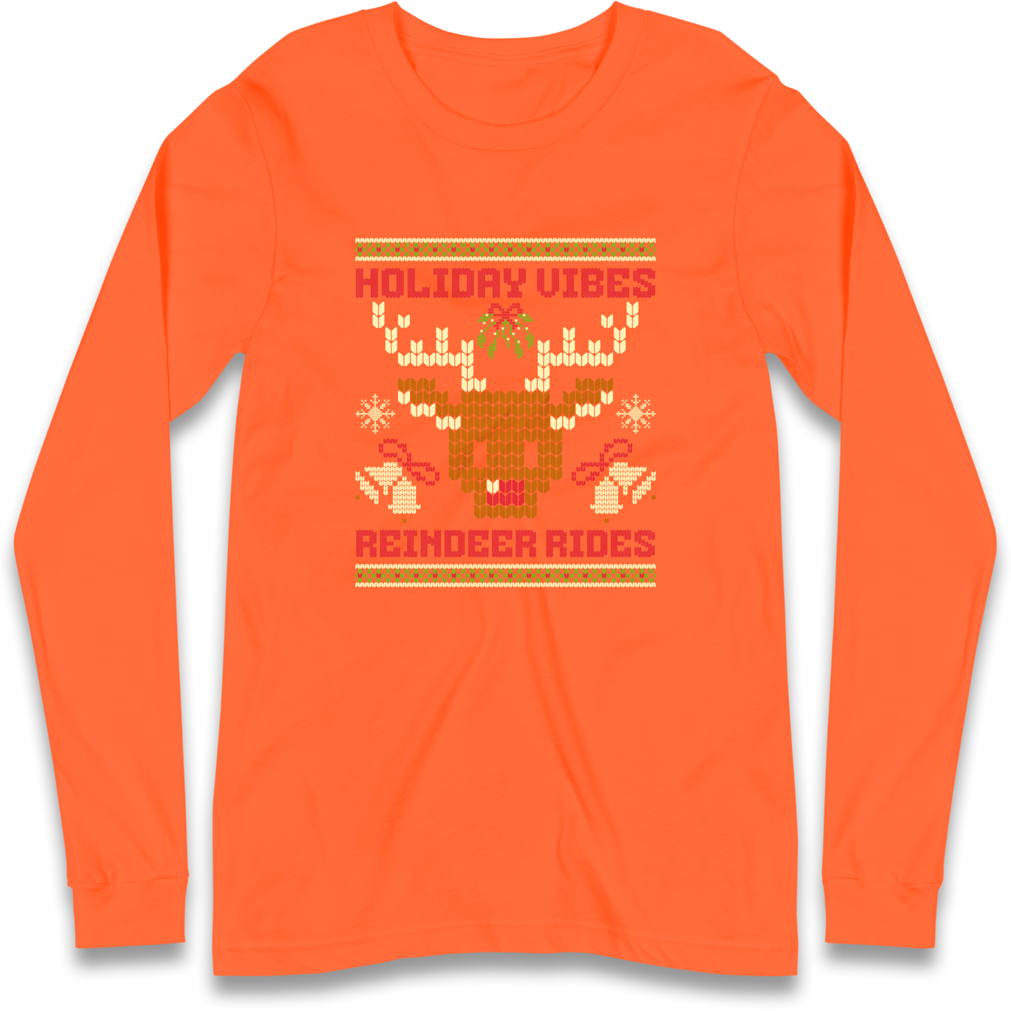 Holiday Vibes Reindeer Rides Christmas Longsleeve T Shirt