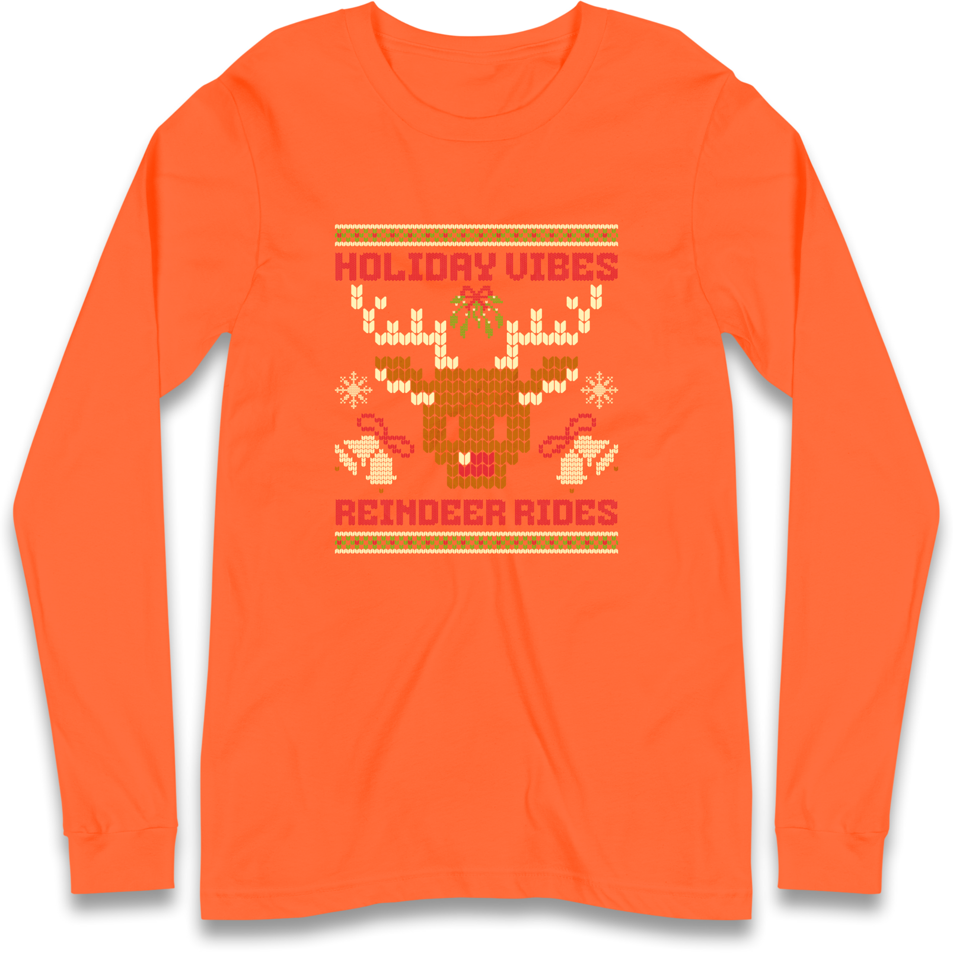 Holiday Vibes Reindeer Rides Christmas Longsleeve T Shirt