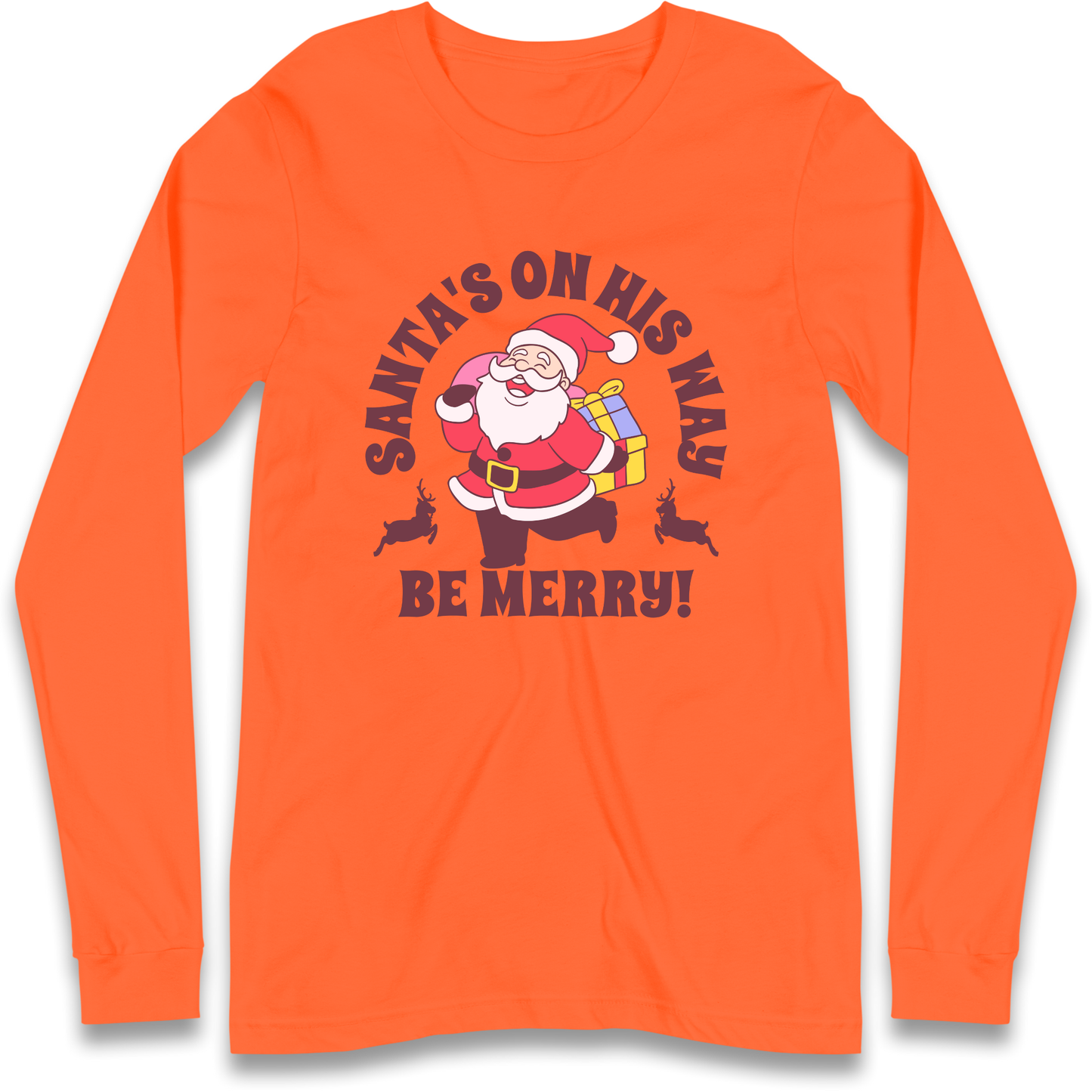 Santa's On His Way Christmas Longsleeve T Shirt