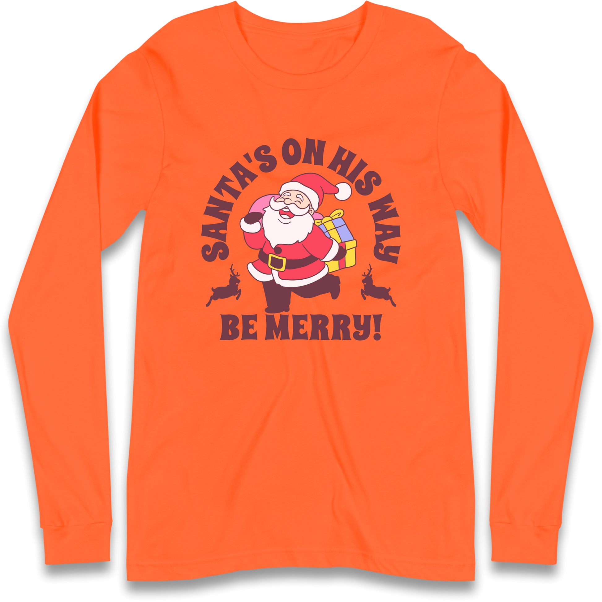 Santa's On His Way Christmas Longsleeve T Shirt