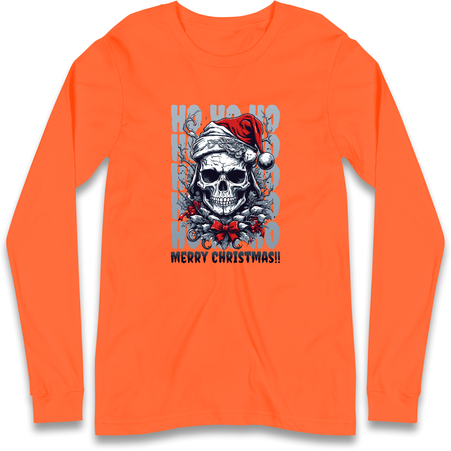 HO HO HO Santa Skelington Christmas Longsleeve T Shirt