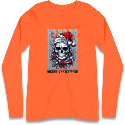 HO HO HO Santa Skelington Christmas Longsleeve T Shirt