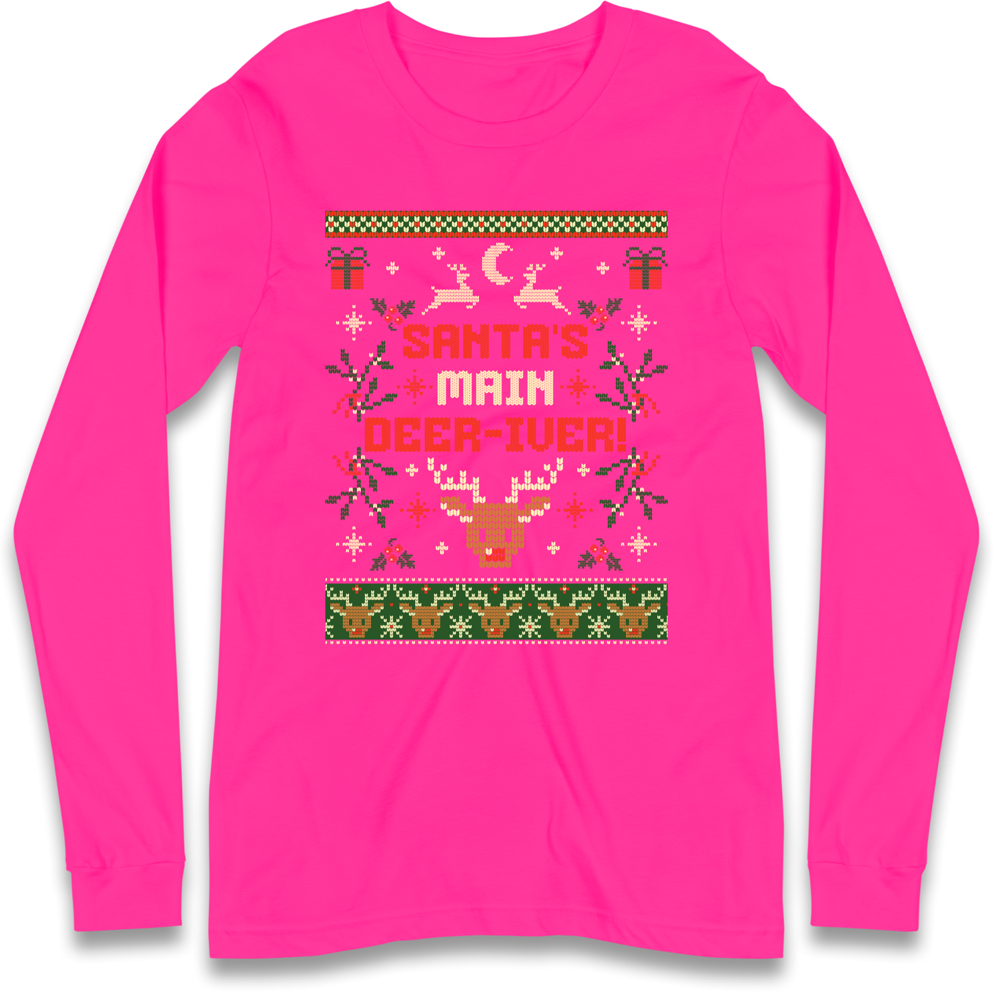 Santas Main Deer iver Christmas Longsleeve T Shirt