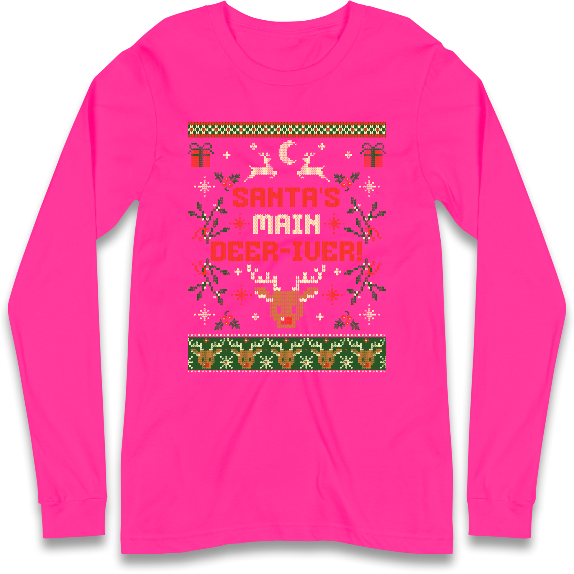 Santas Main Deer iver Christmas Longsleeve T Shirt