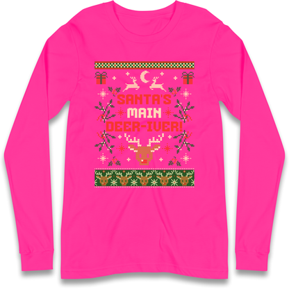 Santas Main Deer iver Christmas Longsleeve T Shirt
