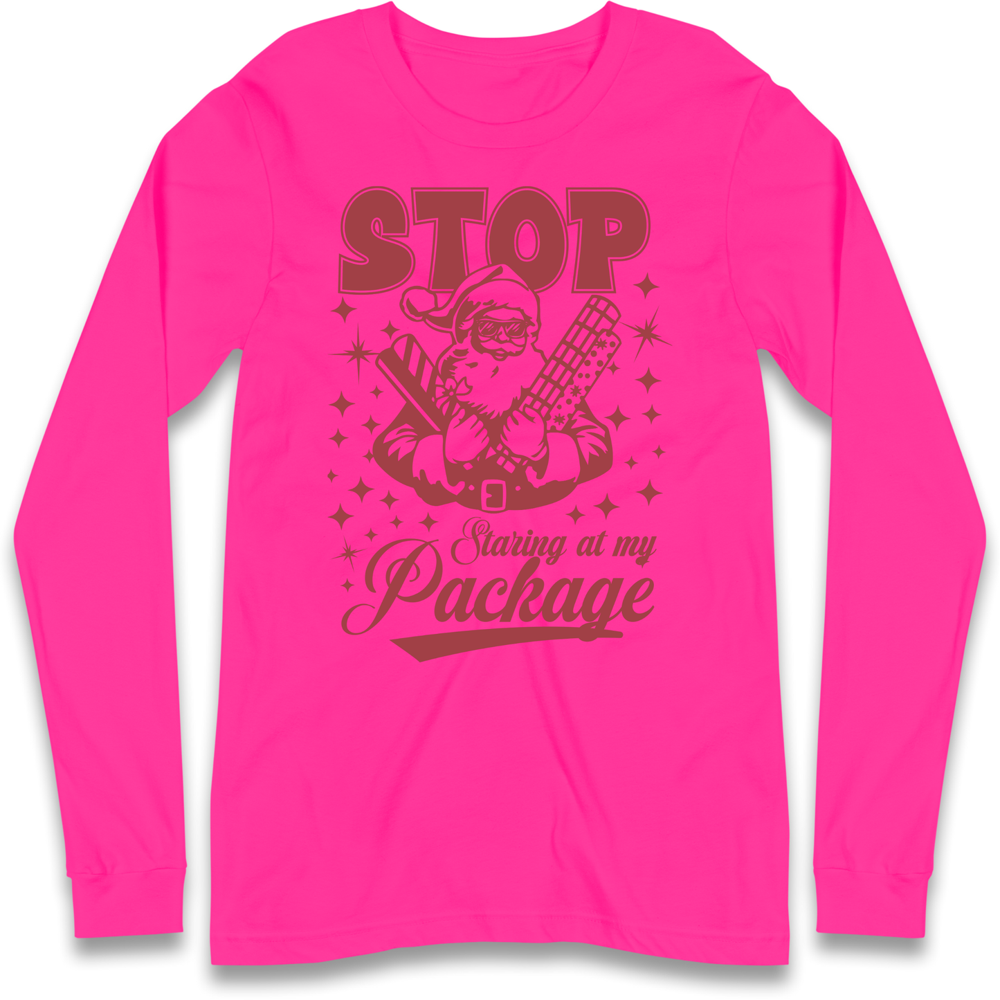 Stop Staring at My Package Christmas Longsleeve T Shirt