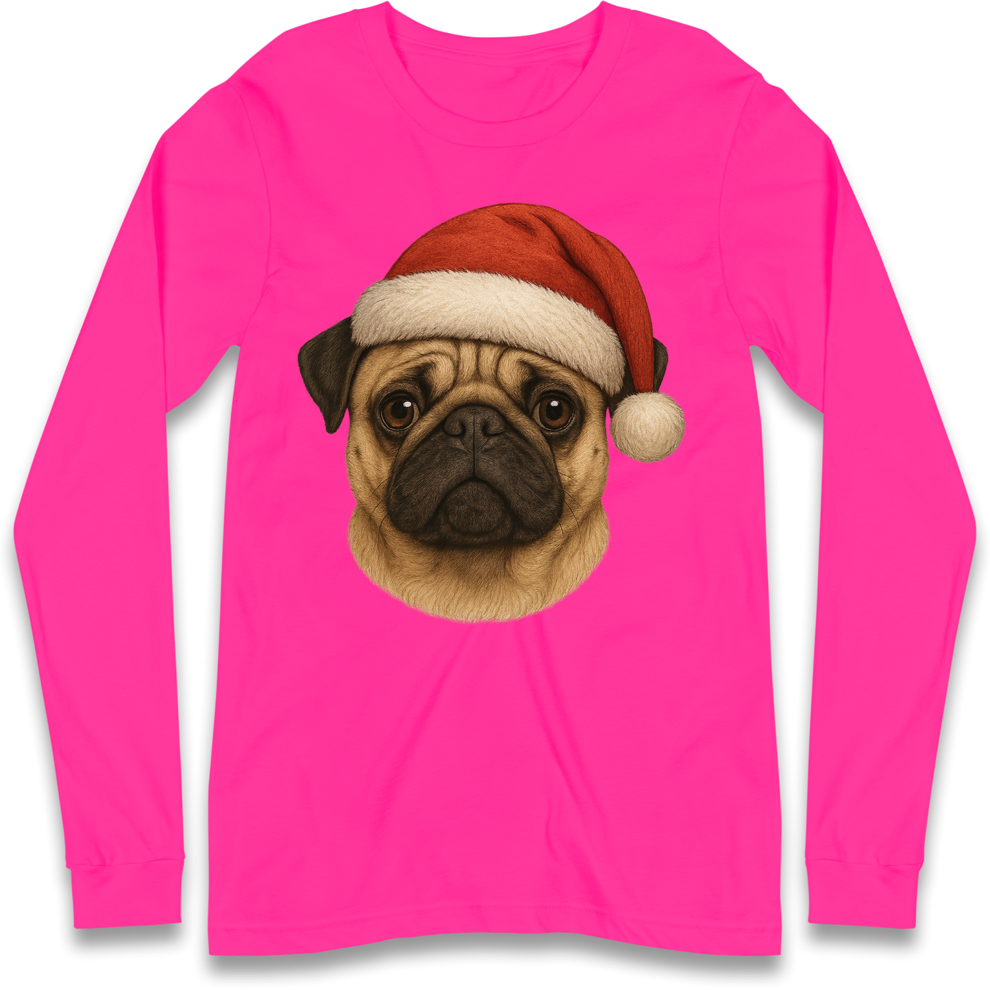 Pug Face Christmas Longsleeve T Shirt
