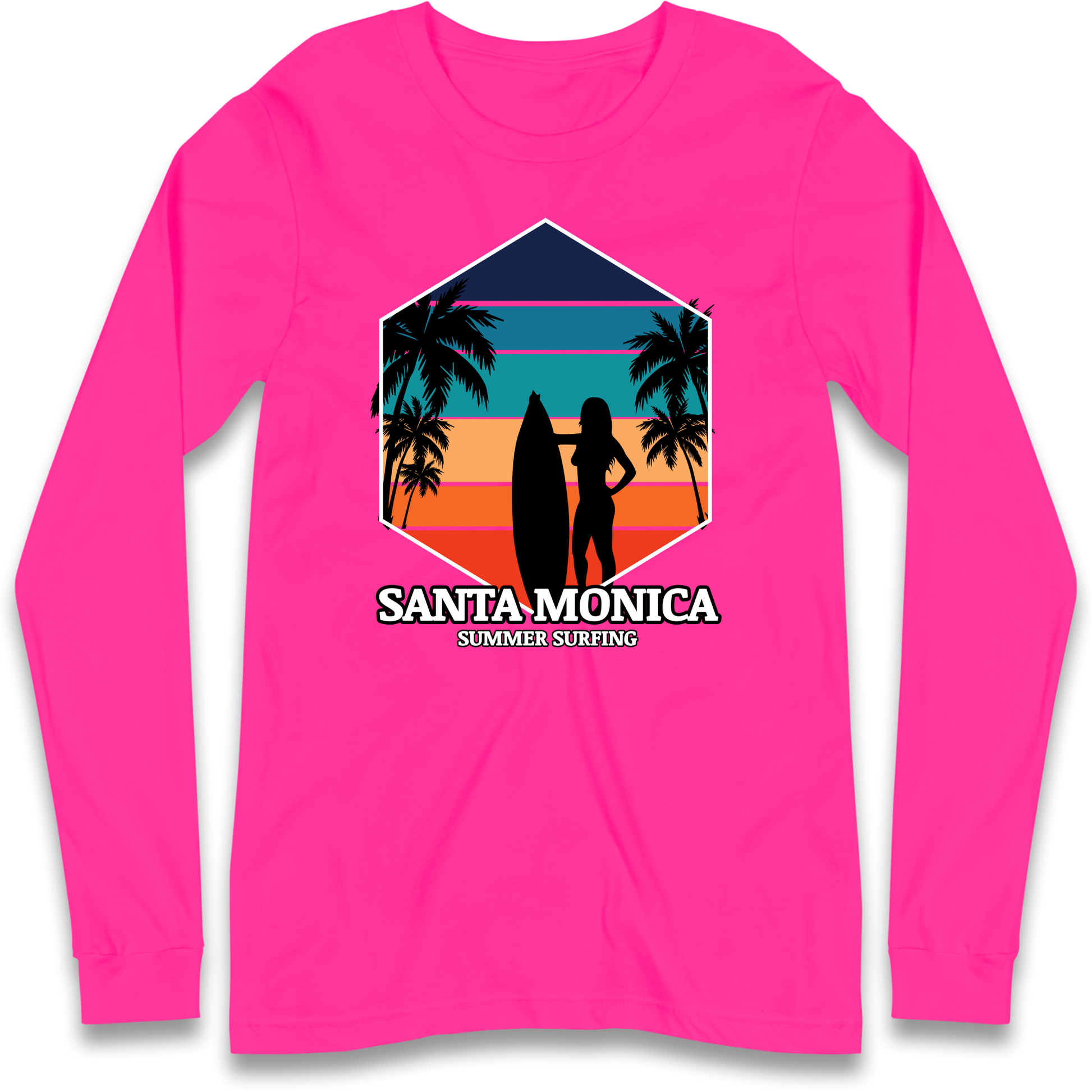 Santa Monica Summer Surfing Longsleeve T Shirt