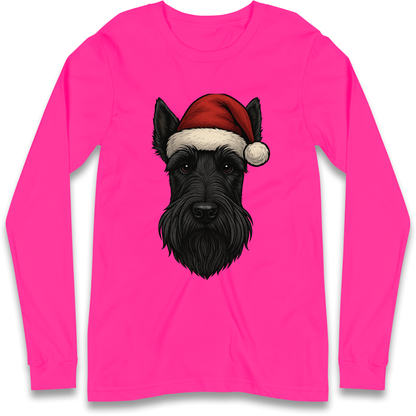 Scottish Terrier Face Christmas Longsleeve T Shirt