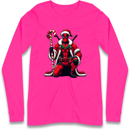 DeadPool Candy Cane Santa Longsleeve T Shirt