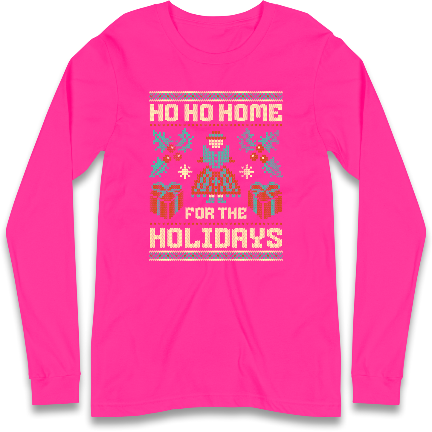 HO HO Home For the Holidays Christmas Longsleeve T Shirt