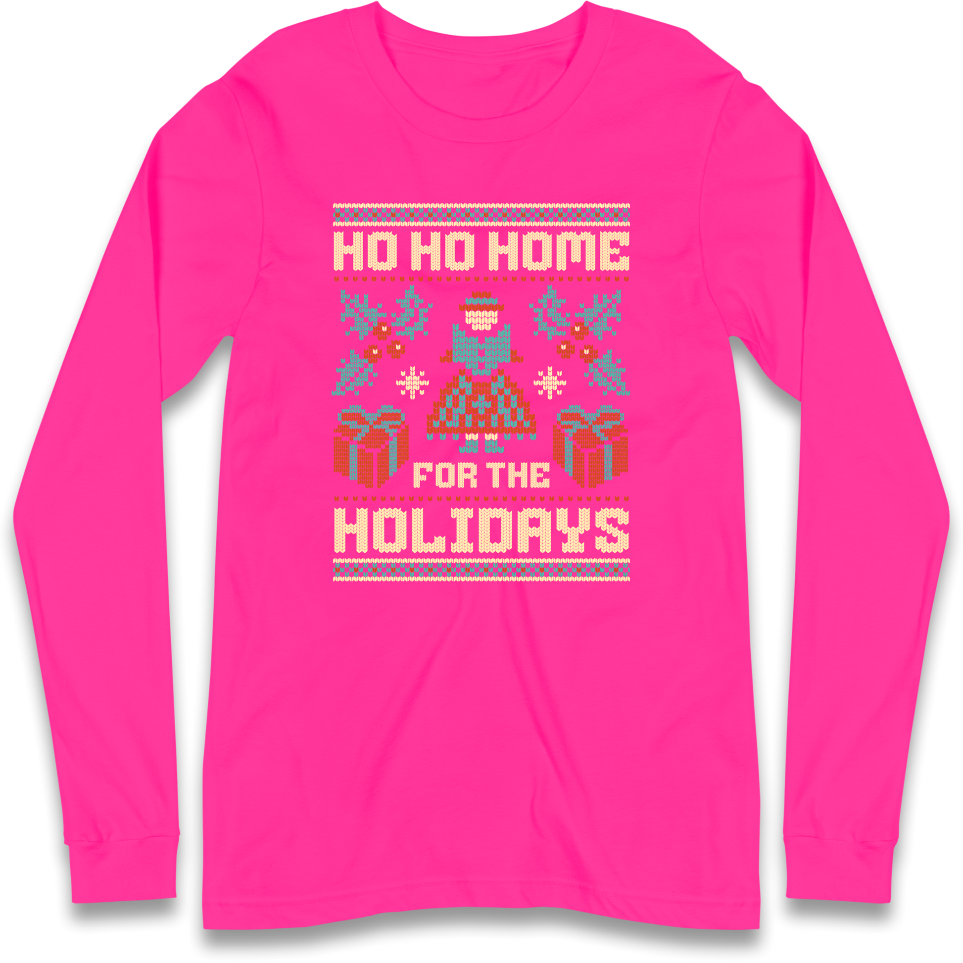 HO HO Home For the Holidays Christmas Longsleeve T Shirt
