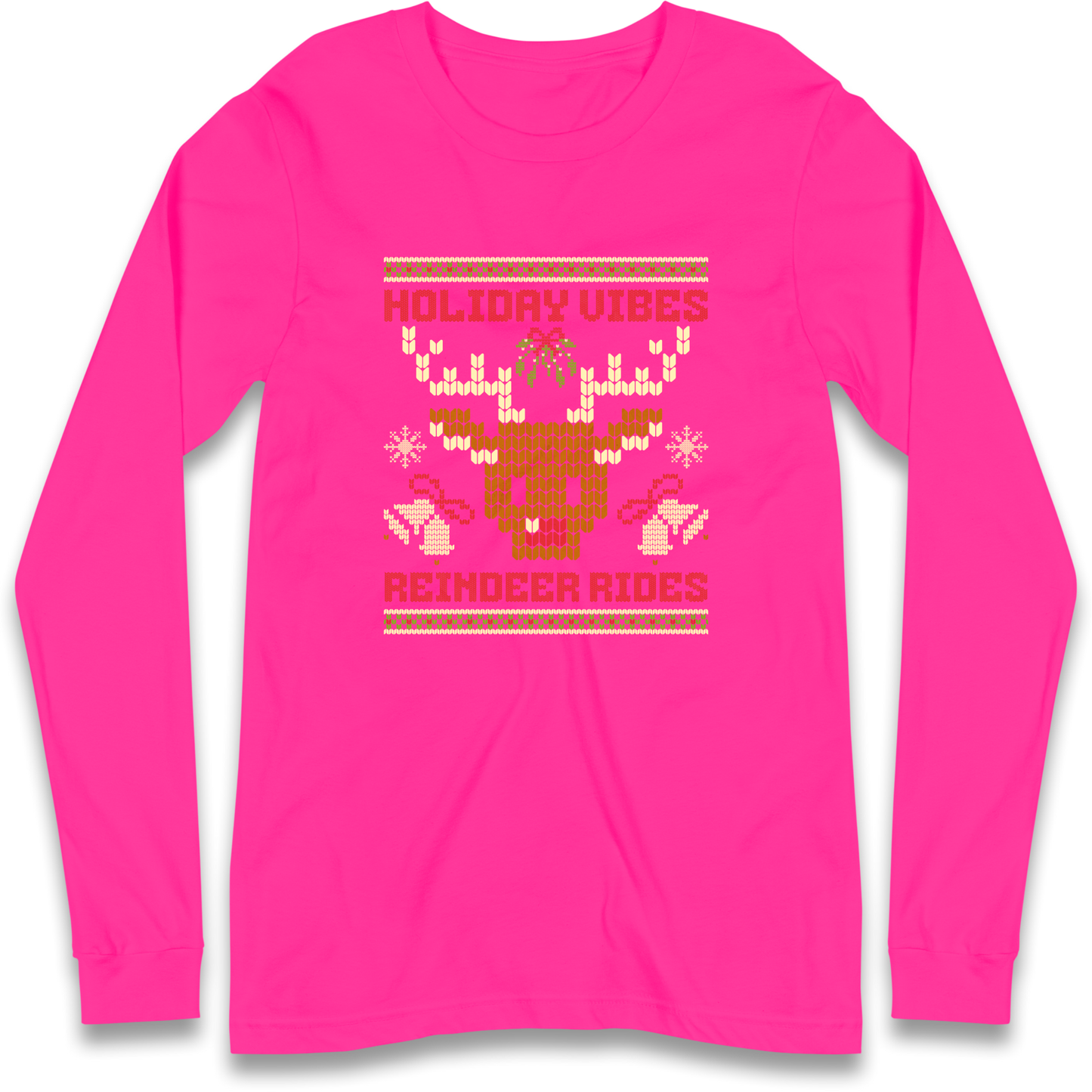 Holiday Vibes Reindeer Rides Christmas Longsleeve T Shirt
