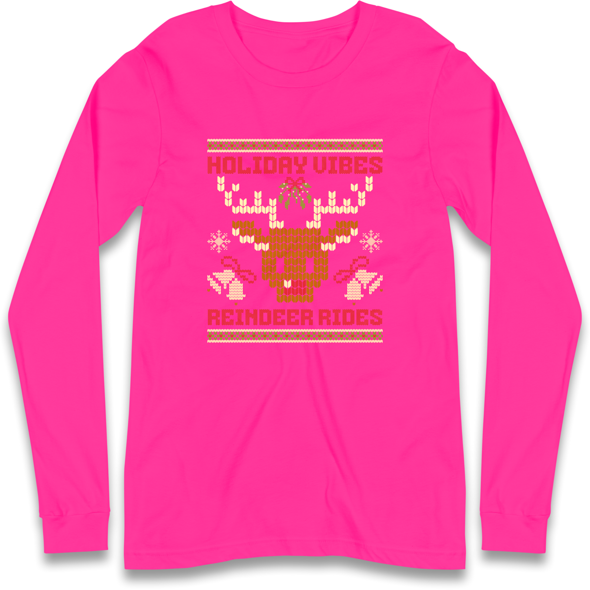 Holiday Vibes Reindeer Rides Christmas Longsleeve T Shirt