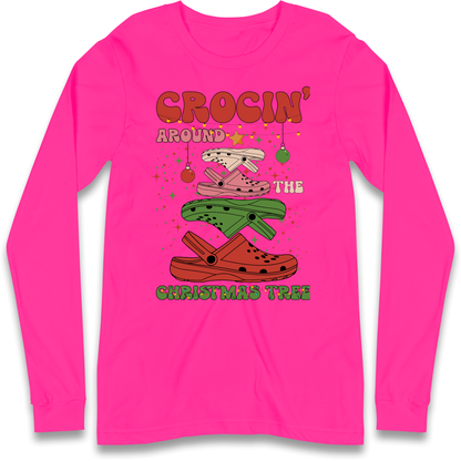 Crockin Around the Christmas Tree Christmas Longsleeve T Shirt