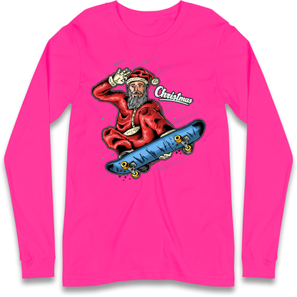 Santa Skateboarding Christmas Longsleeve T Shirt