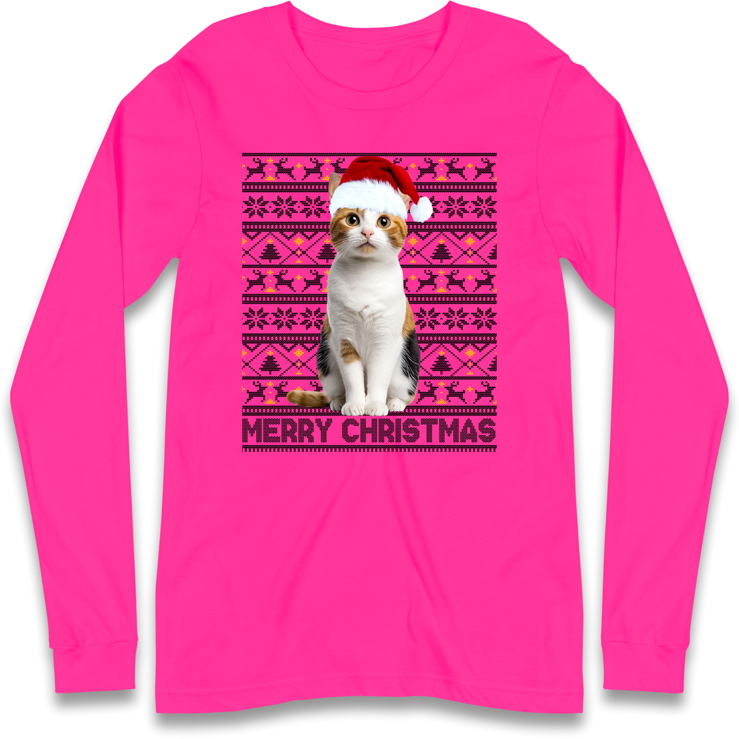 Merry Christmas Cat Longsleeve T Shirt