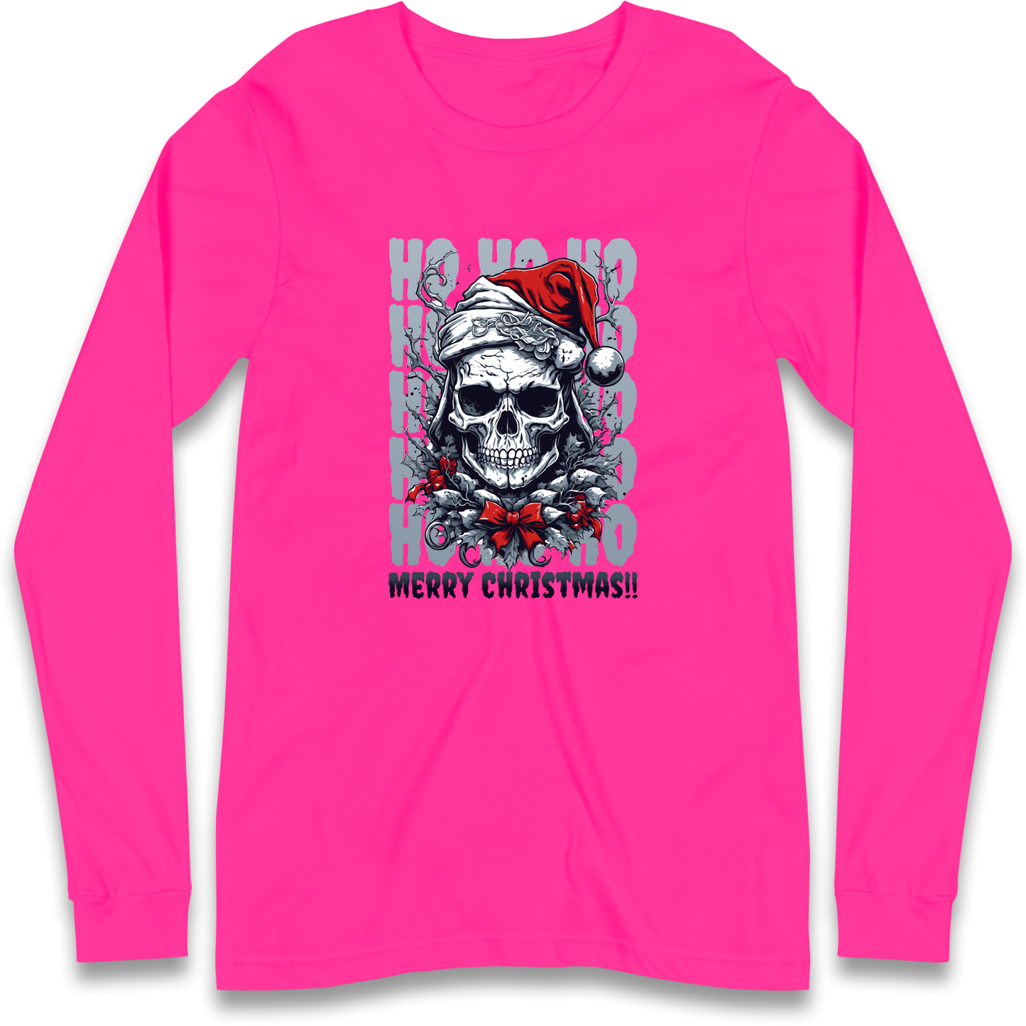 HO HO HO Santa Skelington Christmas Longsleeve T Shirt