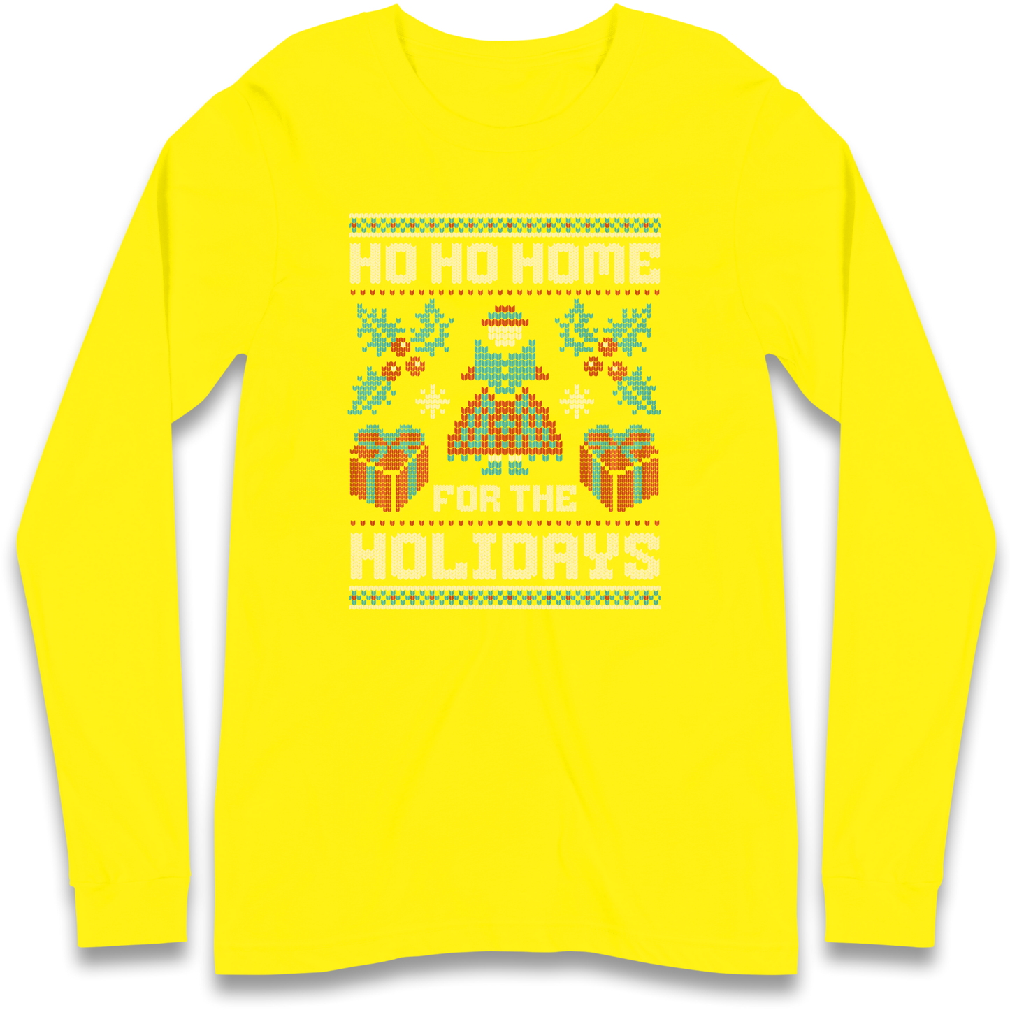 HO HO Home For the Holidays Christmas Longsleeve T Shirt