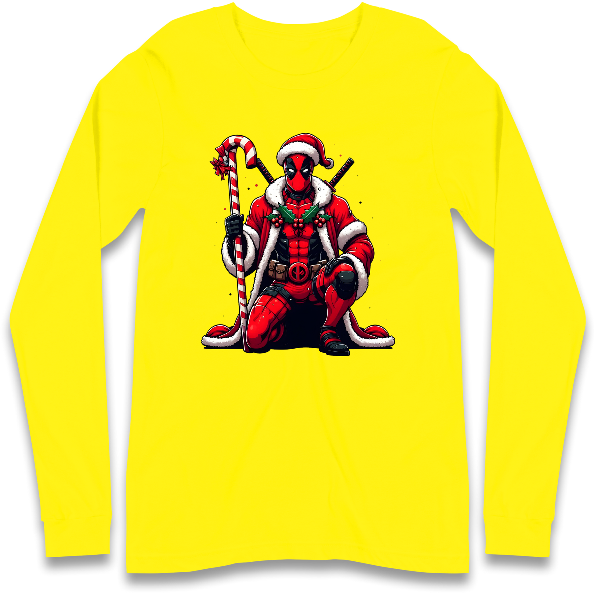 DeadPool Candy Cane Santa Longsleeve T Shirt