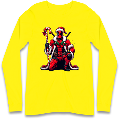 DeadPool Candy Cane Santa Longsleeve T Shirt