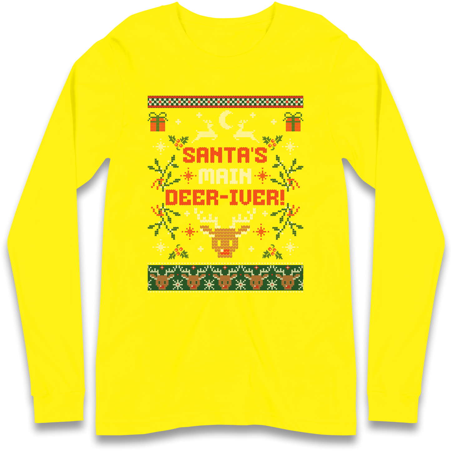 Santas Main Deer iver Christmas Longsleeve T Shirt