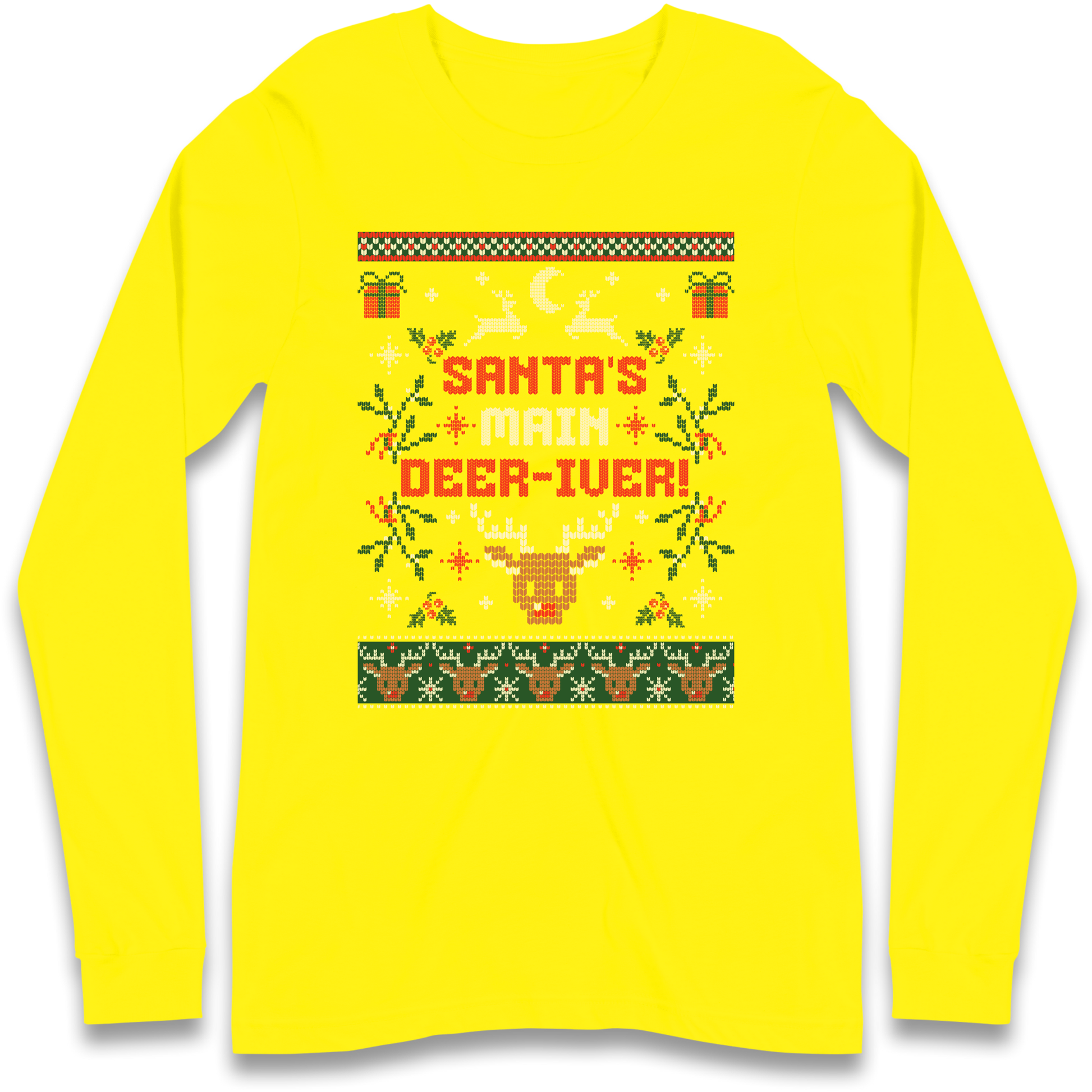 Santas Main Deer iver Christmas Longsleeve T Shirt