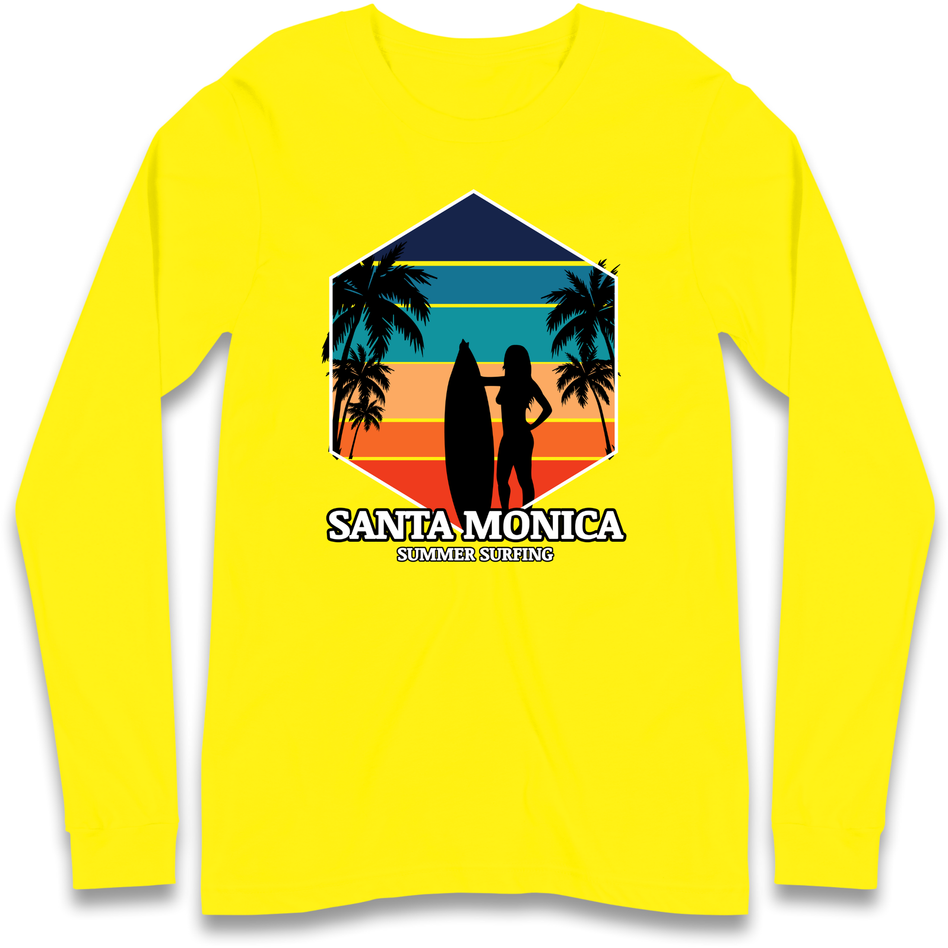 Santa Monica Summer Surfing Longsleeve T Shirt