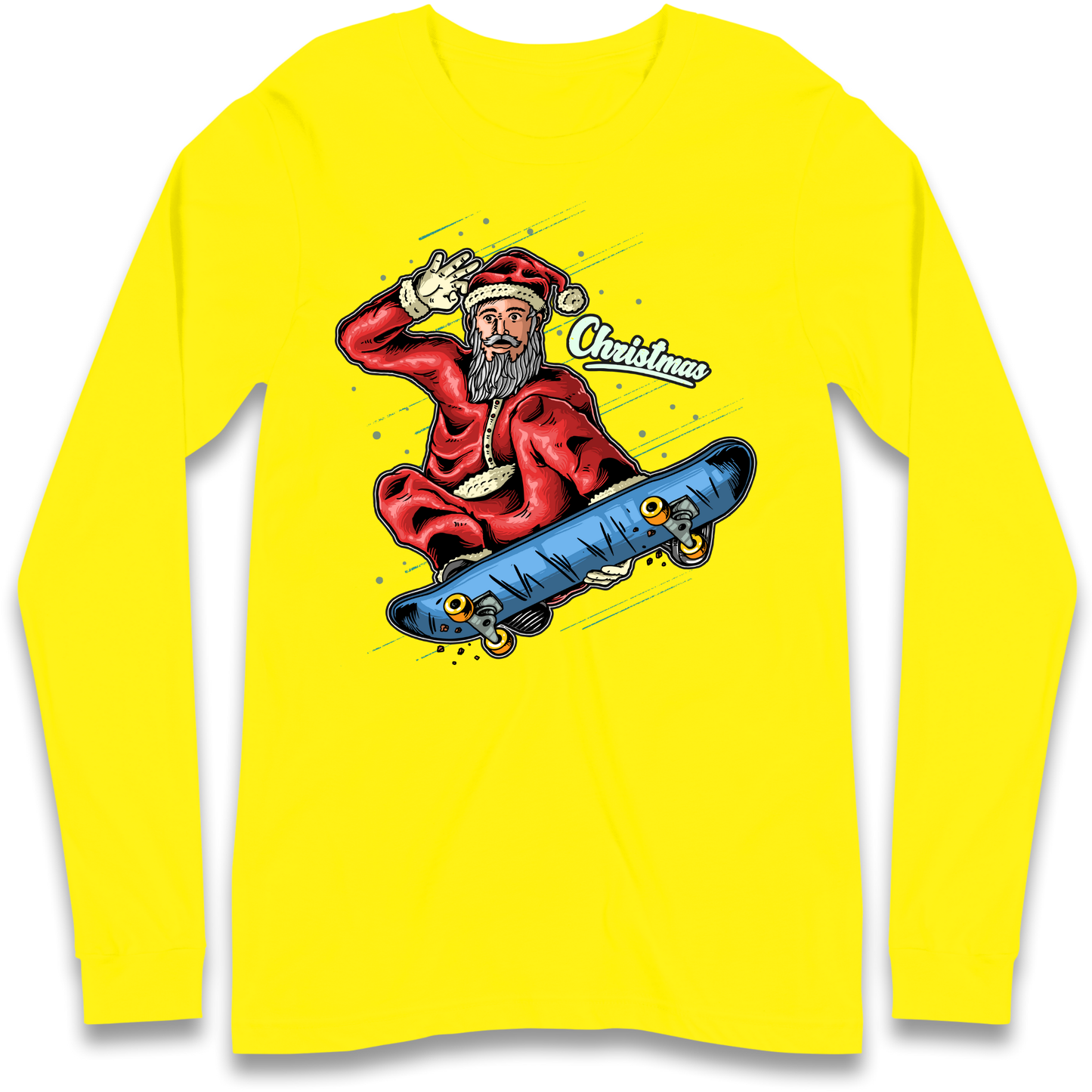 Santa Skateboarding Christmas Longsleeve T Shirt
