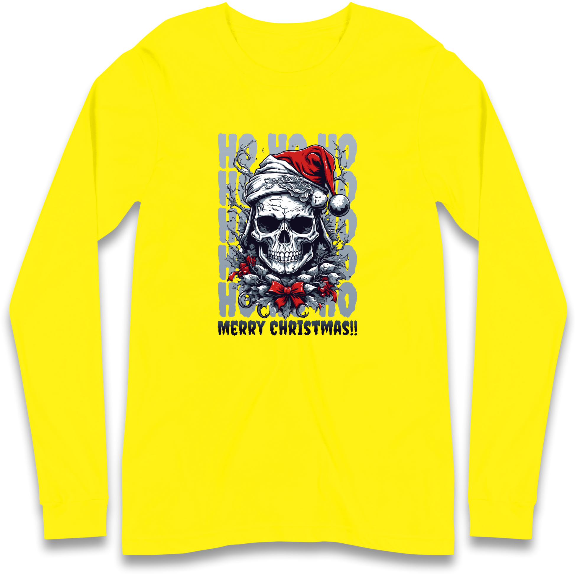 HO HO HO Santa Skelington Christmas Longsleeve T Shirt