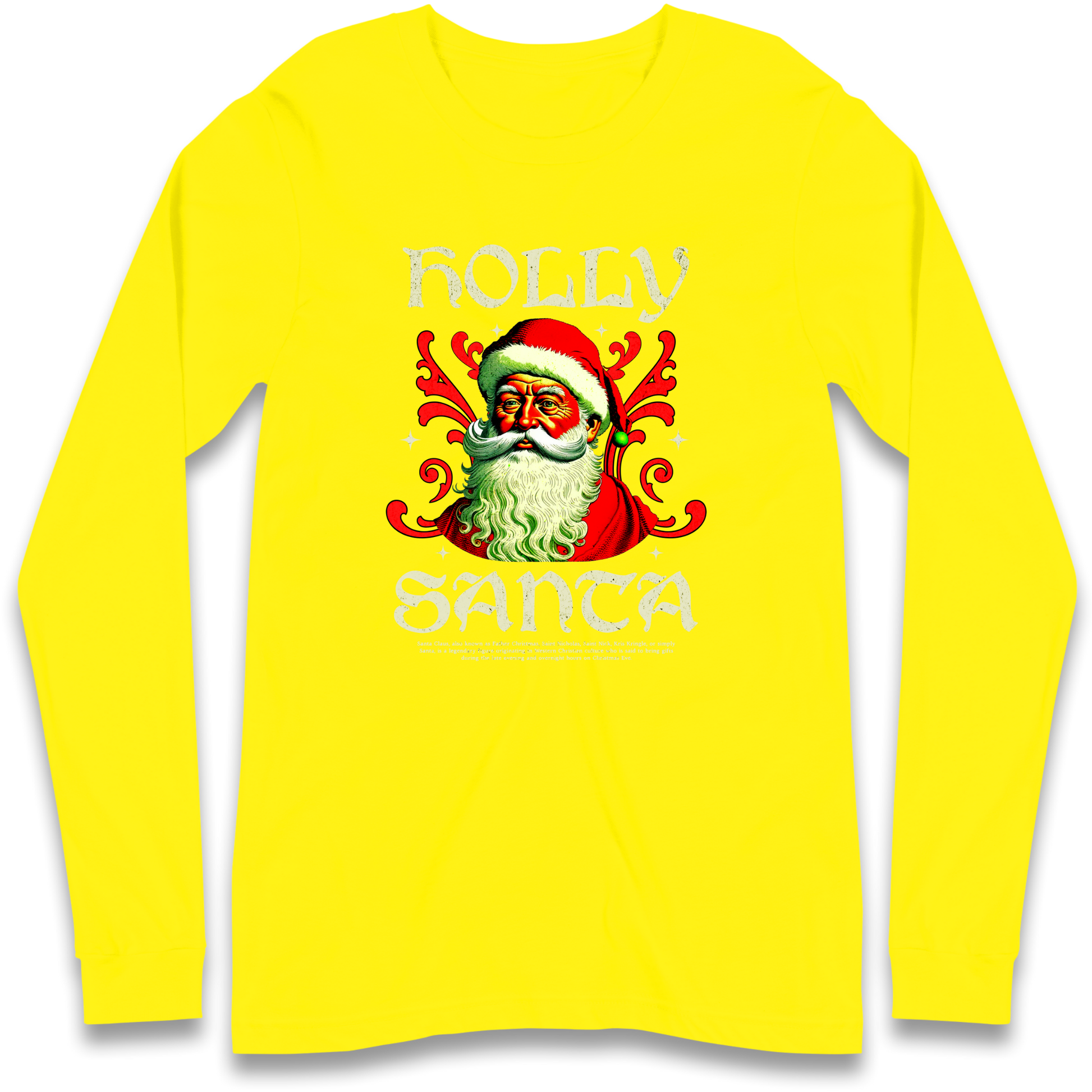 Holly Santa Christmas Longsleeve T Shirt