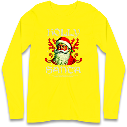 Holly Santa Christmas Longsleeve T Shirt