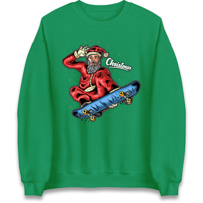 Santa Skateboarding Christmas Sweatshirt