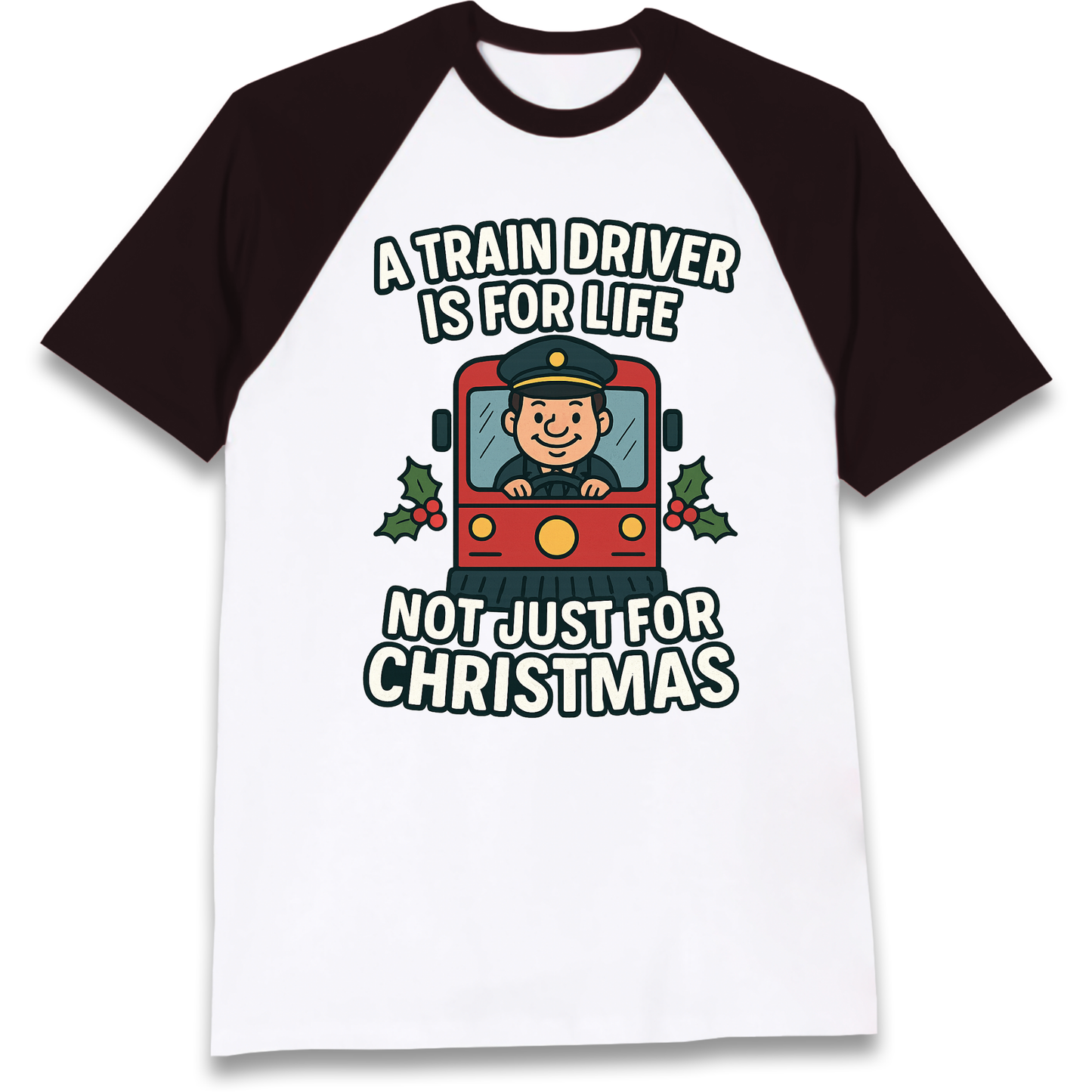 Train Driver Christmas Raglan T Shirt