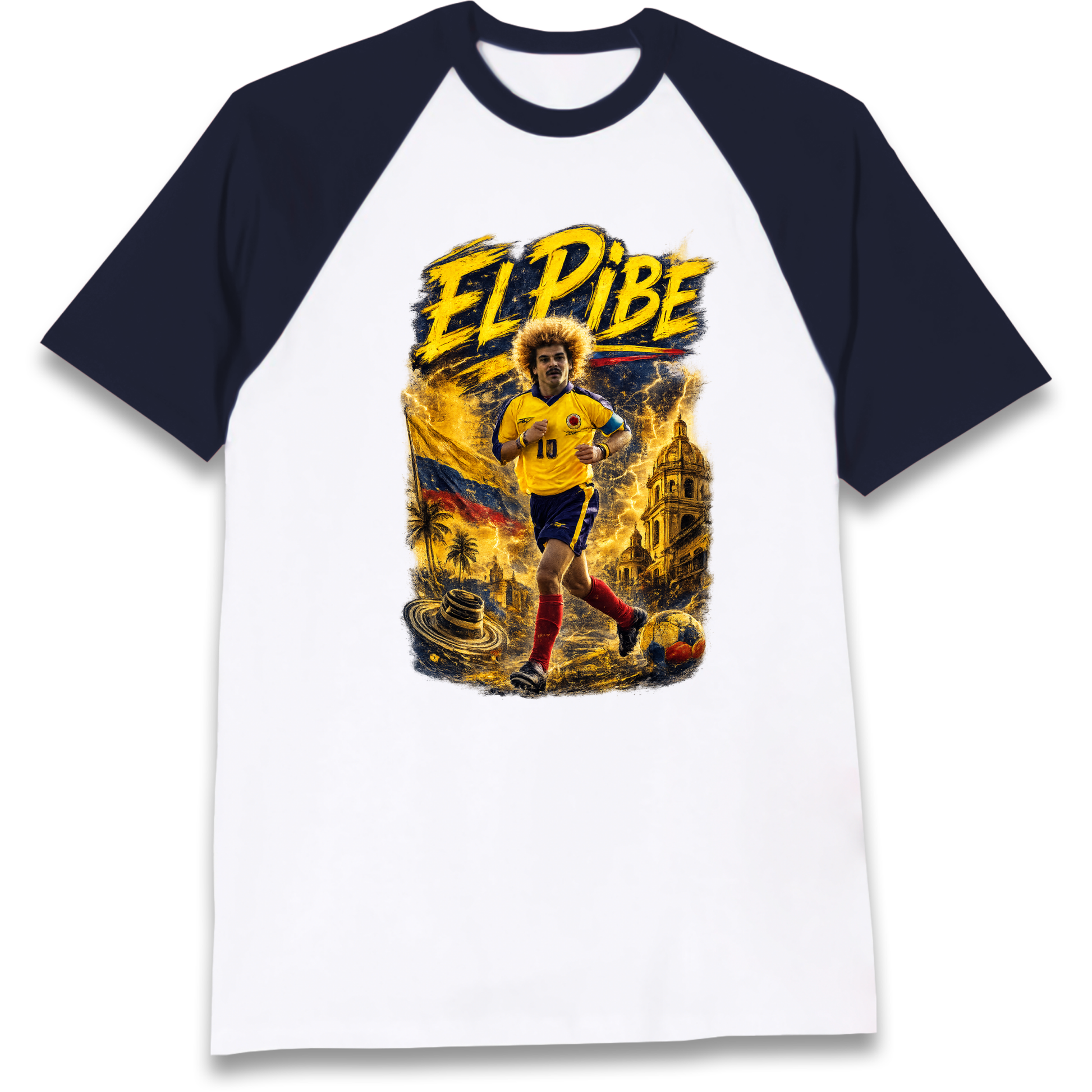 Carlos Valderrama Colombia Football Raglan T Shirt