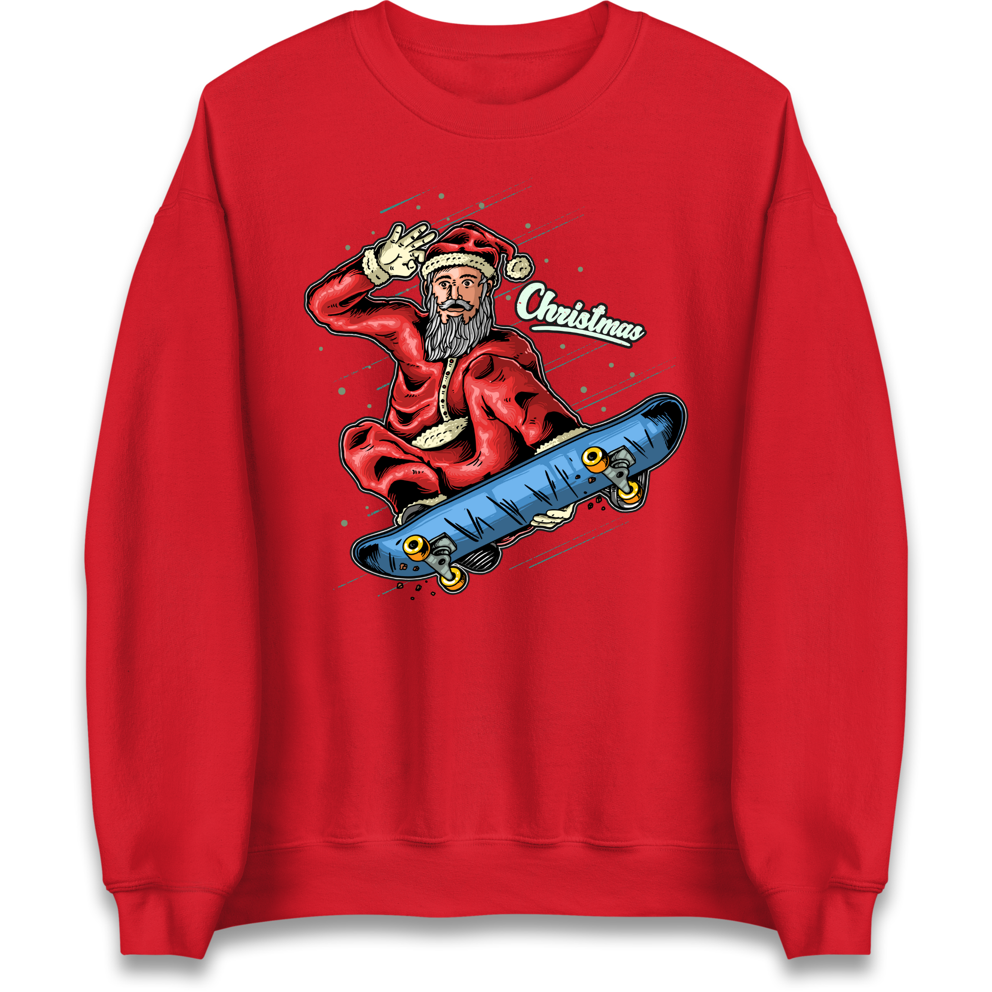 Santa Skateboarding Christmas Sweatshirt