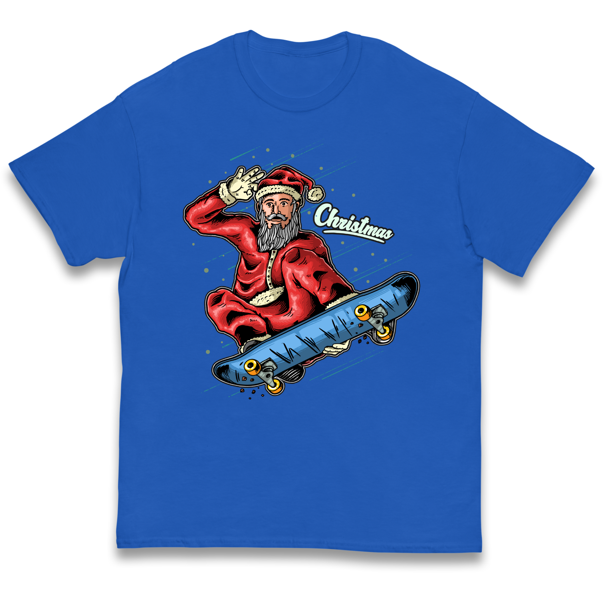 Santa Skateboarding Christmas kids t shirt