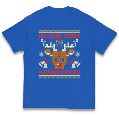 Holiday Vibes Reindeer Rides Christmas kids t shirt