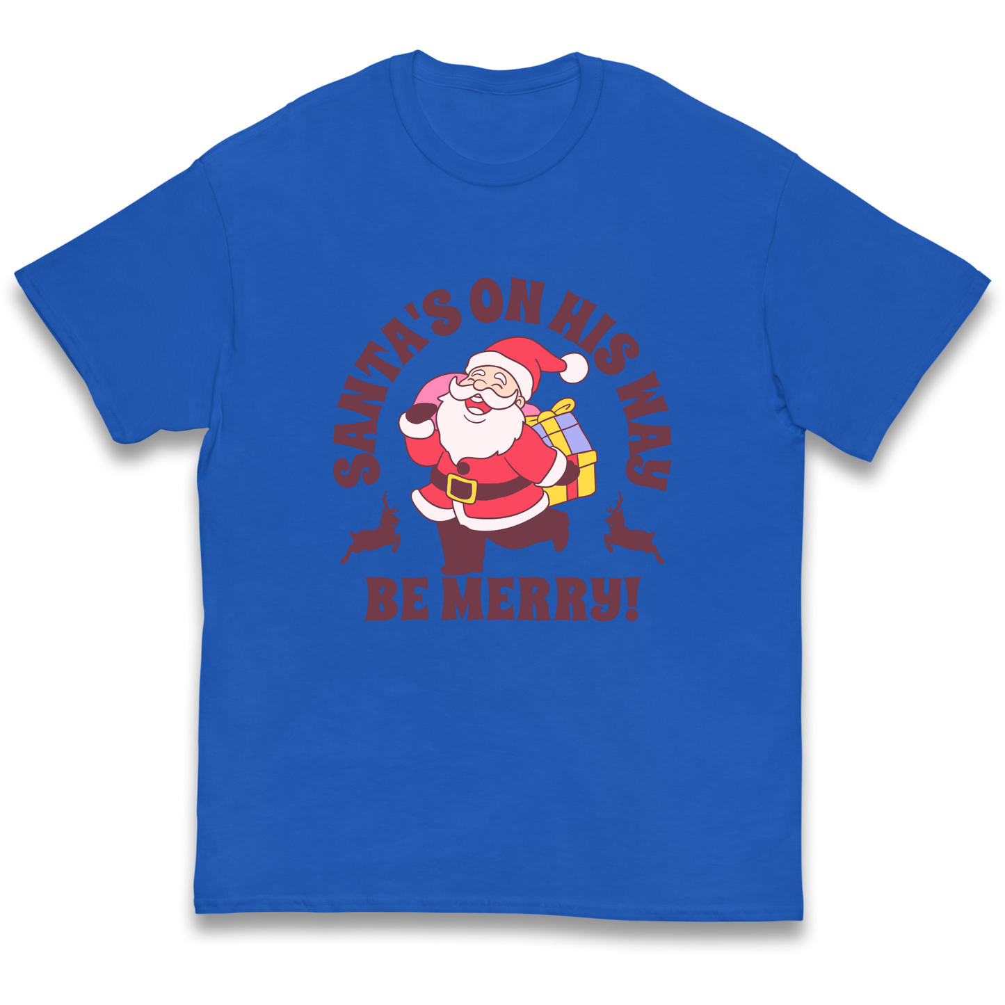 Santa's On His Way Christmas kids t shirt