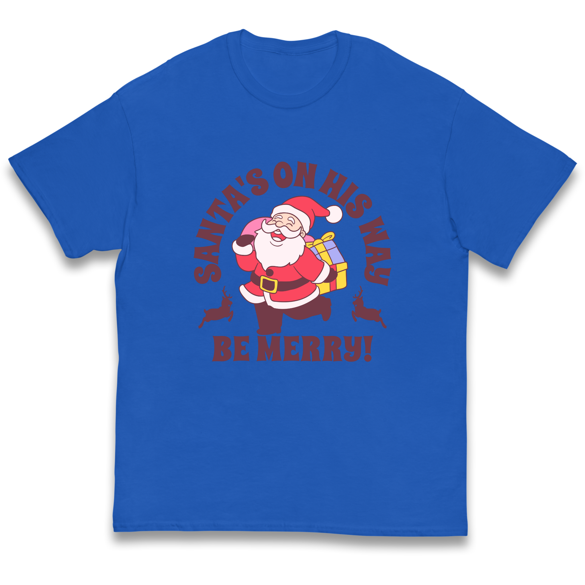 Santa's On His Way Christmas kids t shirt
