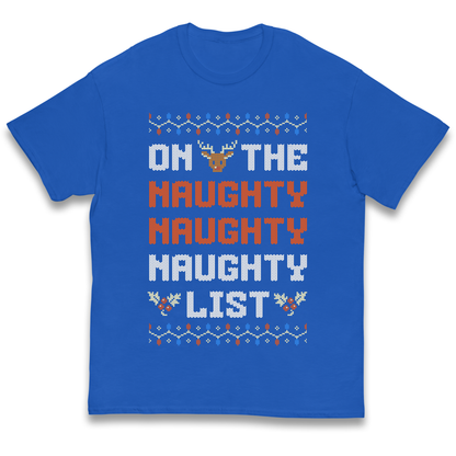On The Naughty Naughty Naughty List Christmas kids t shirt
